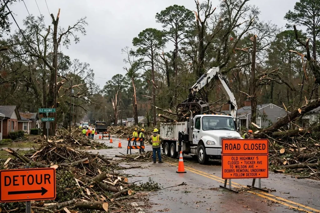Illustration for the news story: Thomasville Continues Hurricane Zeta Cleanup, But City Says All Debris Won’t Be Gone by Thanksgiving