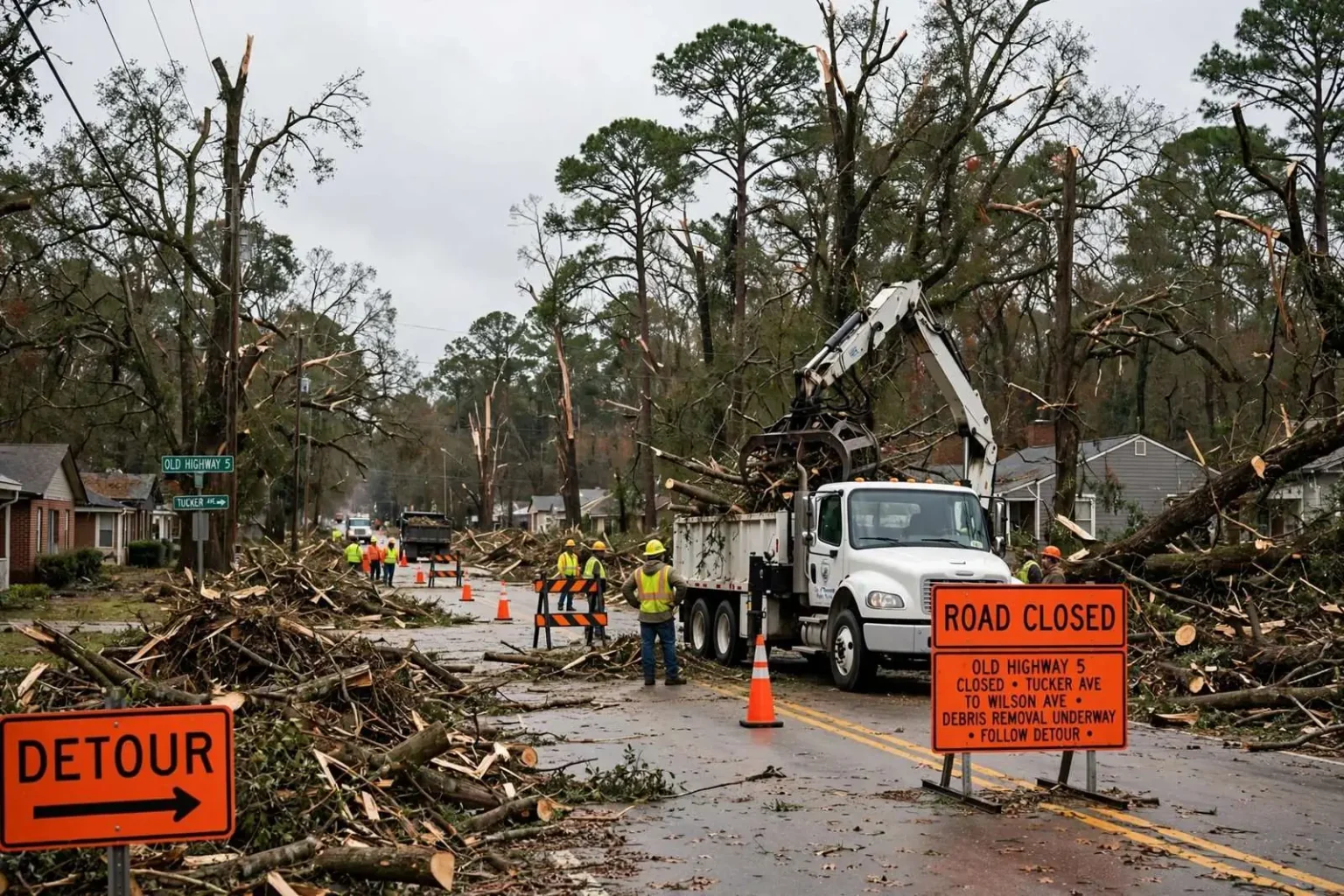 Illustration for the news story: Thomasville Continues Hurricane Zeta Cleanup, But City Says All Debris Won’t Be Gone by Thanksgiving