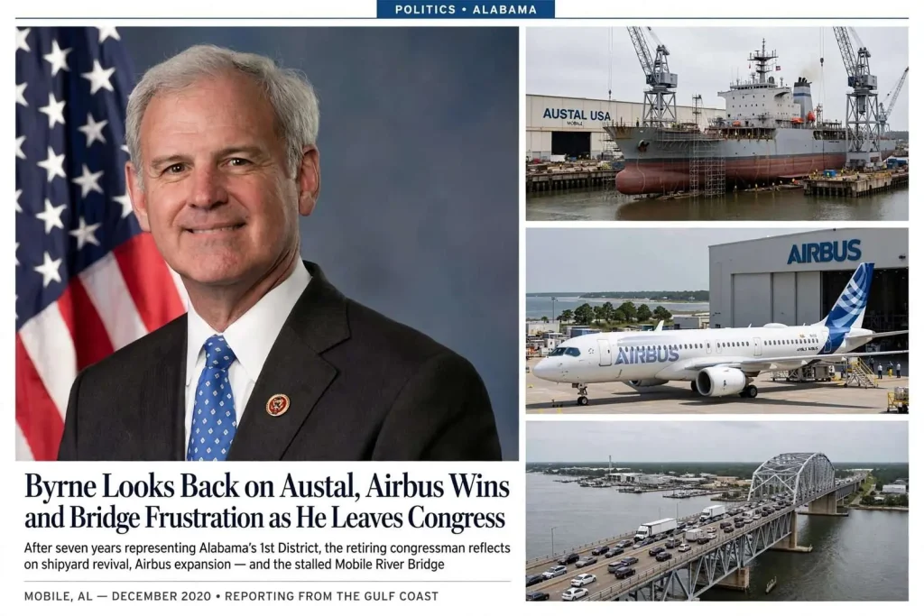 Illustration for the news story: Byrne Looks Back on Austal, Airbus Wins and Bridge Frustration as He Leaves Congress