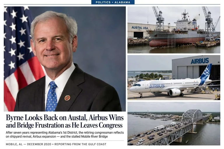 Illustration for the news story: Byrne Looks Back on Austal, Airbus Wins and Bridge Frustration as He Leaves Congress