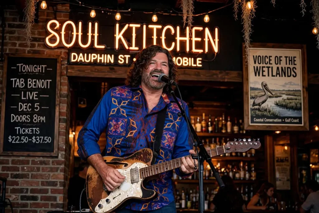 Illustration for the news story: Louisiana blues guitarist Tab Benoit brings ‘Fever for the Bayou’ sound to Soul Kitchen
