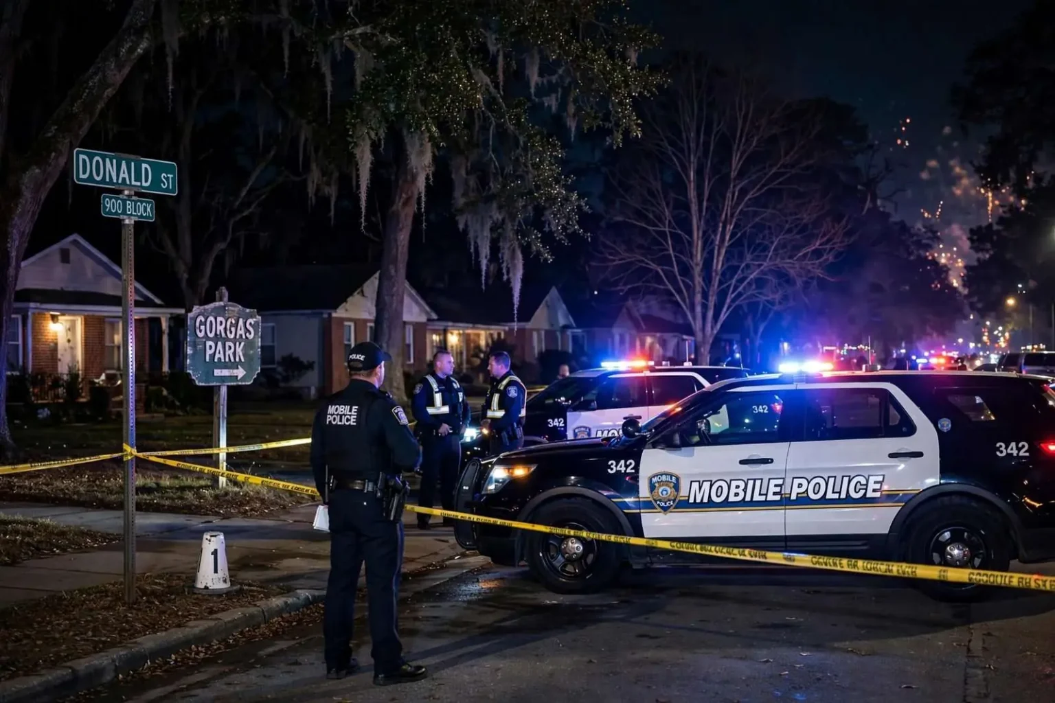 Illustration for the news story: Mobile Police Respond to New Year’s Eve Shooting Near Gorgas Park