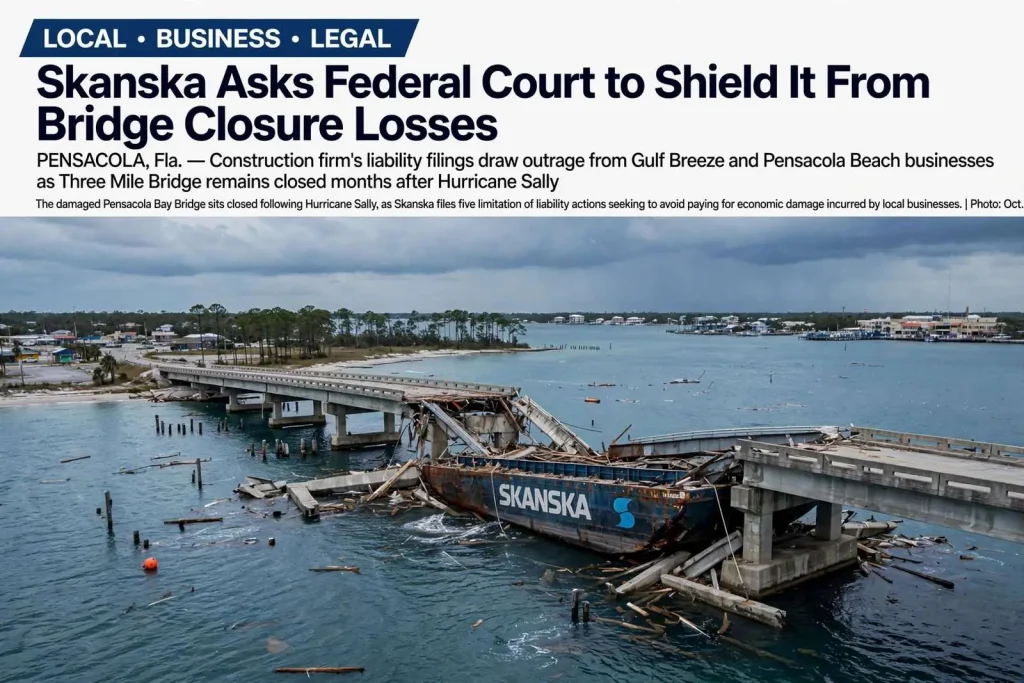 Illustration for the news story: Skanska Asks Federal Court to Shield It From Bridge Closure Losses