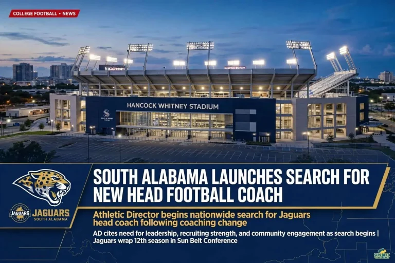 Illustration for the news story: South Alabama Athletic Director Joel Erdmann Launches Search for New Head Football Coach