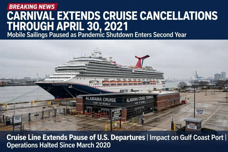 Illustration for the news story: Carnival Extends Cruise Cancellations Through April 30, 2021, Including Mobile Sailings