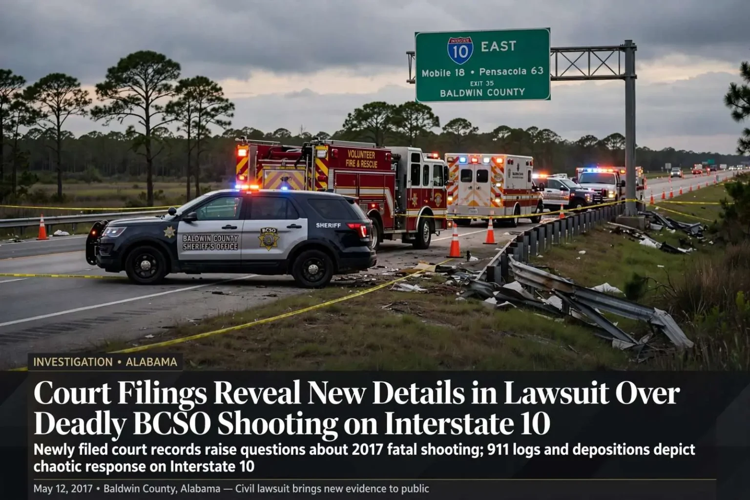 Illustration for the news story: Court Filings Reveal New Details in Lawsuit Over Deadly BCSO Shooting on Interstate 10