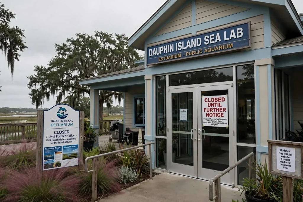 Illustration for the news story: Dauphin Island Sea Lab Estuarium Closed Until Further Notice