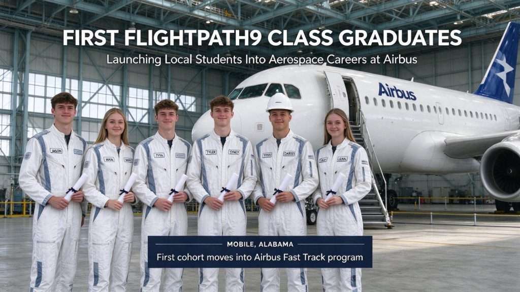 Illustration for the news story: First FlightPath9 Class Graduates, Launching Local Students Into Aerospace Careers at Airbus