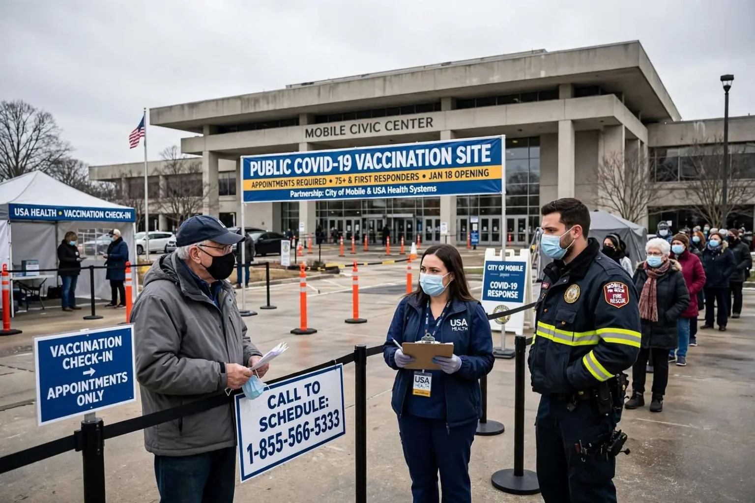 Illustration for the news story: Public COVID-19 Vaccination Site Planned for the Mobile Civic Center