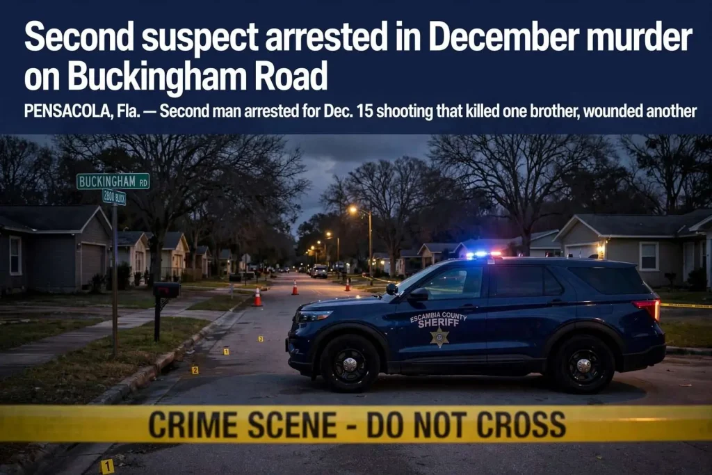 Illustration for the news story: Second suspect arrested in December murder on Buckingham Road