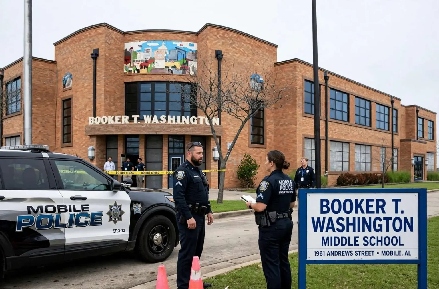 Illustration for the news story: Student Arrested After Stolen Gun Found at Booker T. Washington Middle School