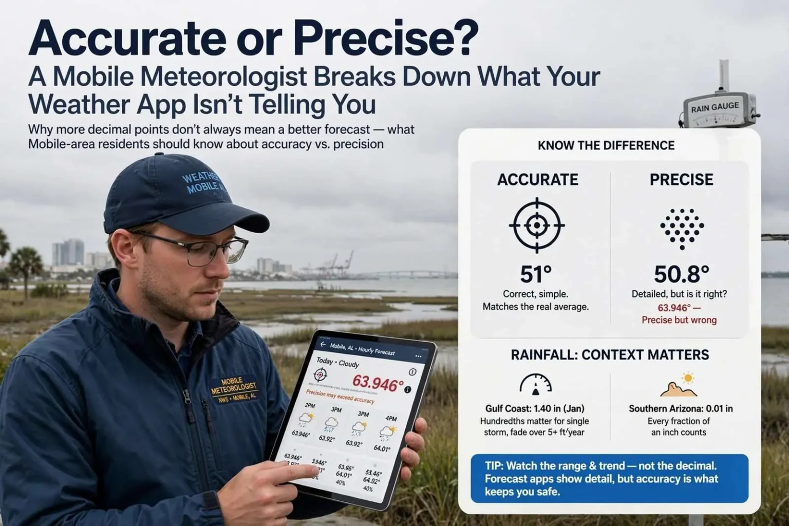 Illustration for the news story: Accurate or Precise? A Mobile Meteorologist Breaks Down What Your Weather App Isn’t Telling You