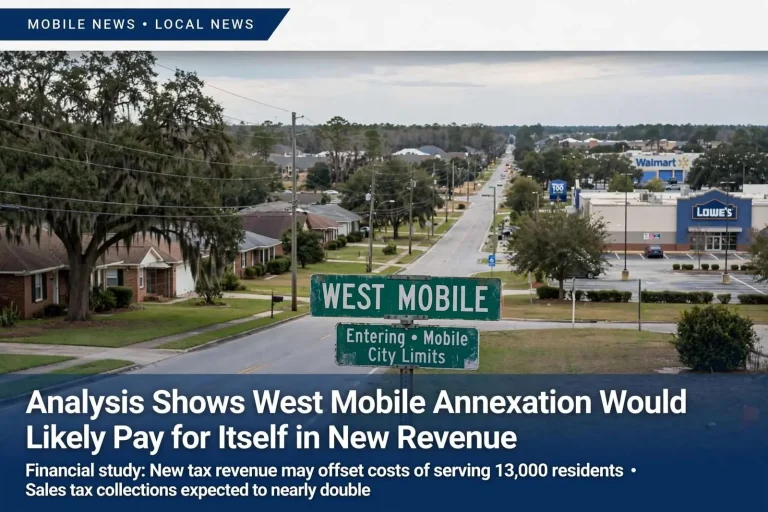 Illustration for the news story: Analysis Shows West Mobile Annexation Would Likely Pay for Itself in New Revenue