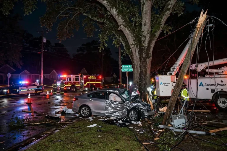 Illustration for the news story: Deadly Snow Road Crash Left a West Mobile Neighborhood in the Dark