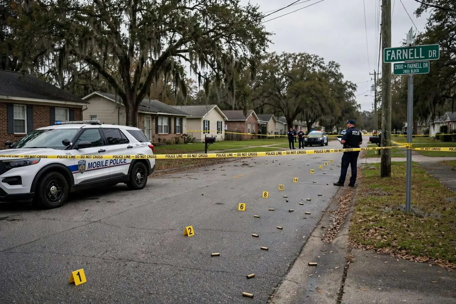 Illustration for the news story: No Bond for Man Charged After 5-Year-Old Shot in Mobile’s Farnell Drive Attack