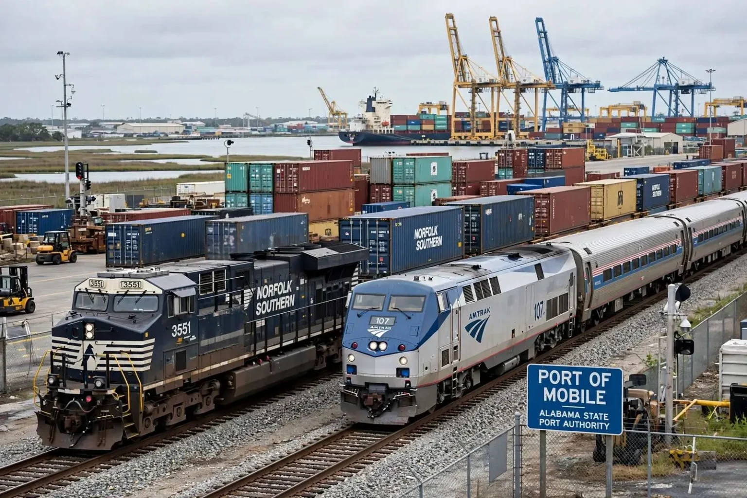 Illustration for the news story: Port of Mobile Pushes Back as Amtrak Presses Ahead on Passenger Rail Timeline