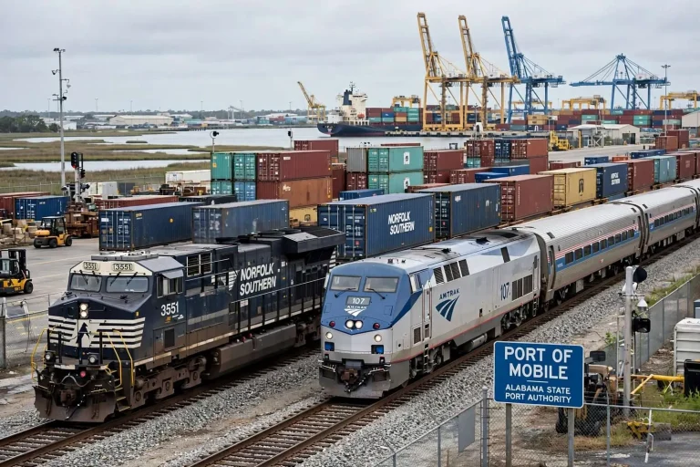 Illustration for the news story: Port of Mobile Pushes Back as Amtrak Presses Ahead on Passenger Rail Timeline