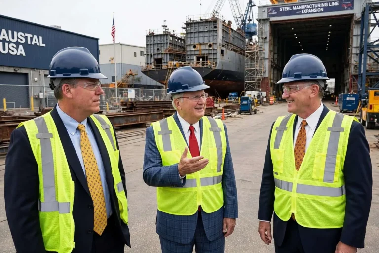 Illustration for the news story: Acting Navy secretary tours Austal and Ingalls shipyards in Mobile