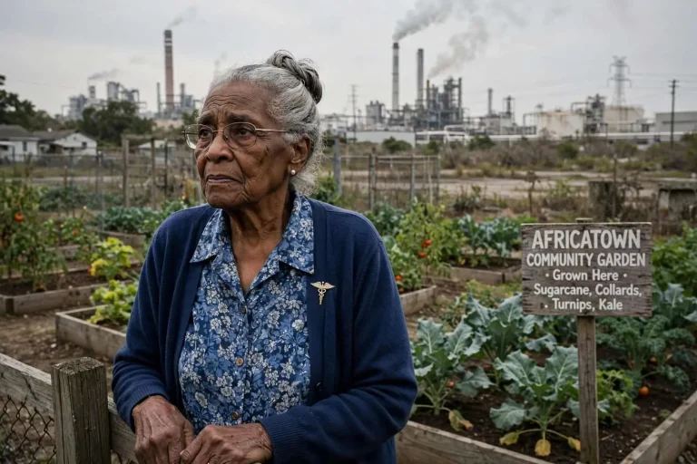 Illustration for the news story: Africatown’s Long Fight Against Cancer and Industrial Pollution