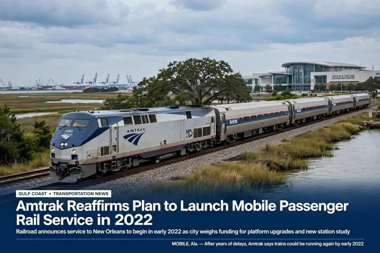 Illustration for the news story: Amtrak reaffirms plan to launch Mobile passenger rail service in 2022