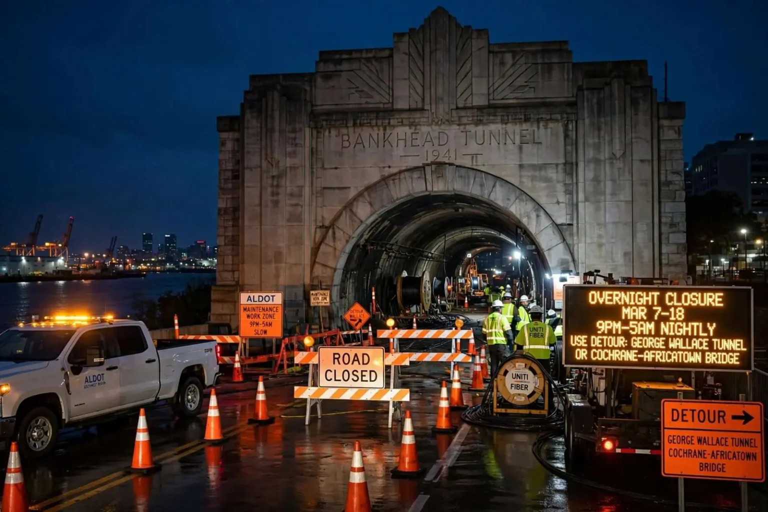 Illustration for the news story: Bankhead Tunnel Overnight Closures Rescheduled for Utility Work