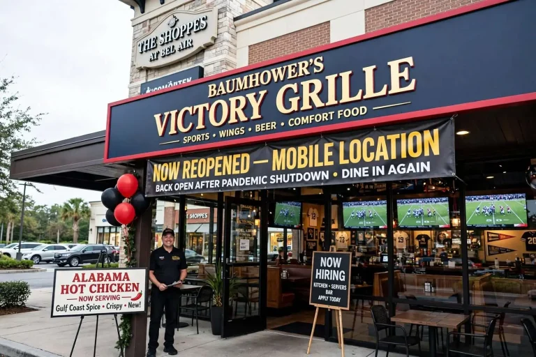 Illustration for the news story: Baumhower’s Victory Grille Reopens Mobile Location After Pandemic Shutdown