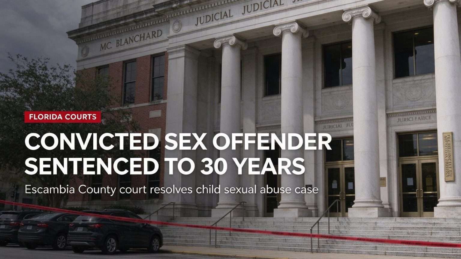 Illustration for the news story: Convicted Pensacola sex offender sentenced to 30 years for child sexual abuse