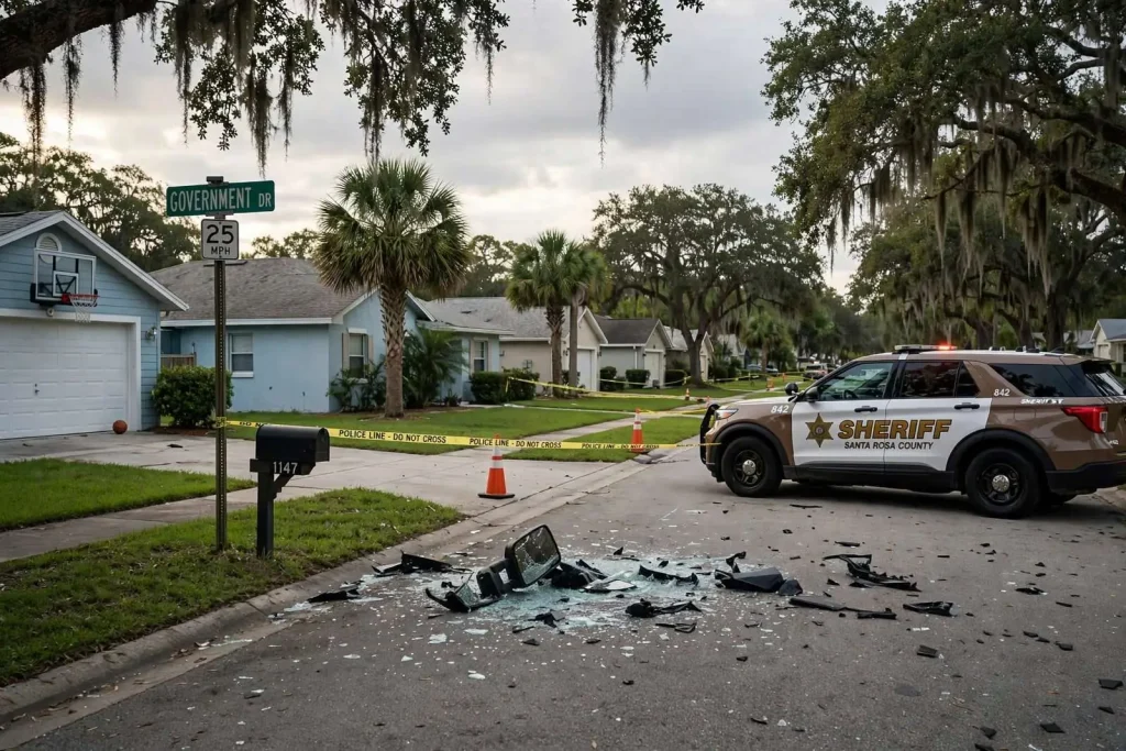 Illustration for the news story: Gulf Breeze Man Arrested After Firing Shots at Neighbor Who Told Him to Slow Down