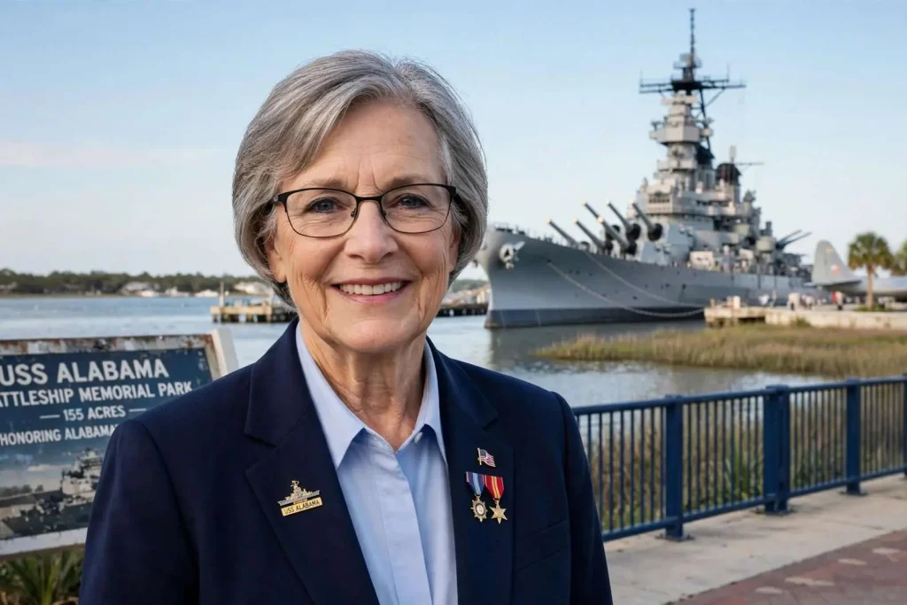 Illustration for the news story: Leading others is simple for Major General Janet L. Cobb, USS Alabama’s executive director