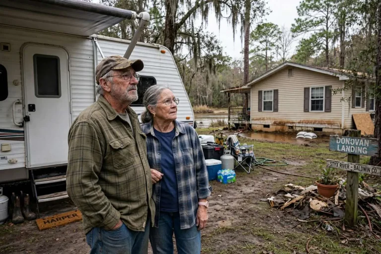 Illustration for the news story: Six Months On, a Seminole Couple Waits Out Their Sally Rebuild in an RV