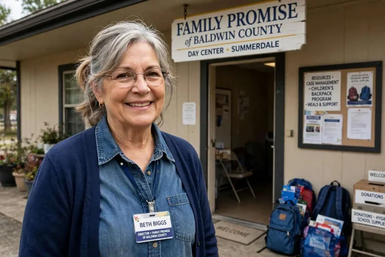 Illustration for the news story: Summerdale Nonprofit Director Beth Biggs Helps Baldwin County Families Move From Crisis to a Home