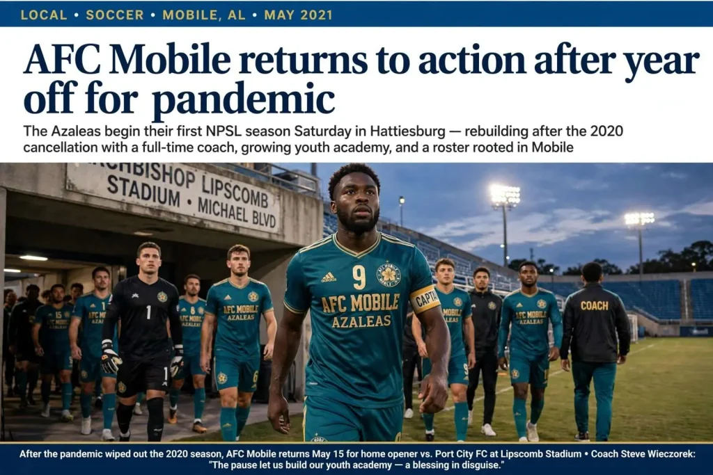 Illustration for the news story: AFC Mobile returns to action after year off for pandemic