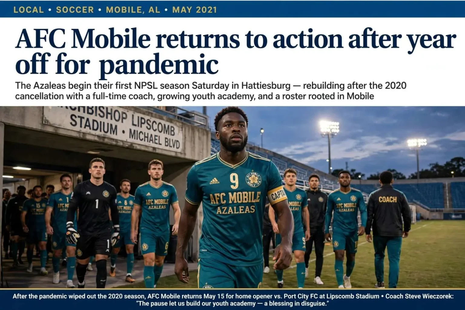 Illustration for the news story: AFC Mobile returns to action after year off for pandemic