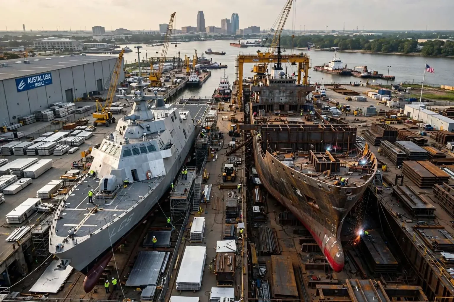 Illustration for the news story: Austal Founder: Mobile Shipyard Will Build Half Steel, Half Aluminum as LCS Era Winds Down