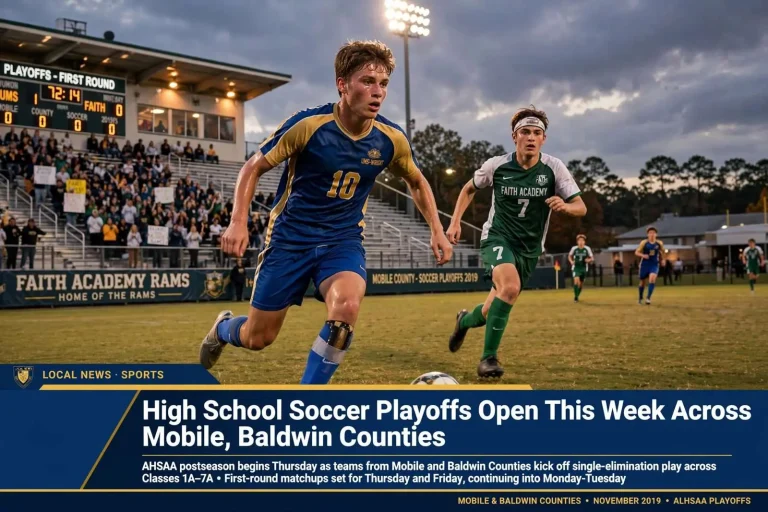 Illustration for the news story: High School Soccer Playoffs Open This Week Across Mobile, Baldwin Counties