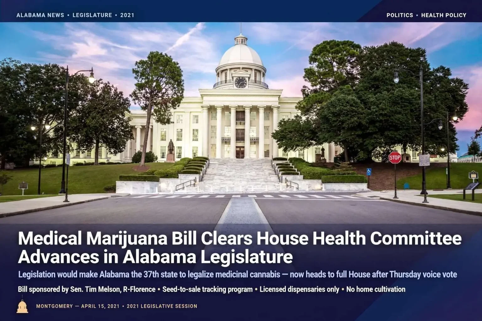 Illustration for the news story: Medical Marijuana Bill Clears House Health Committee, Advances in Alabama Legislature