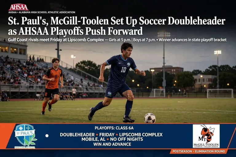 Illustration for the news story: St. Paul’s, McGill-Toolen Set Up Soccer Doubleheader as AHSAA Playoffs Push Forward
