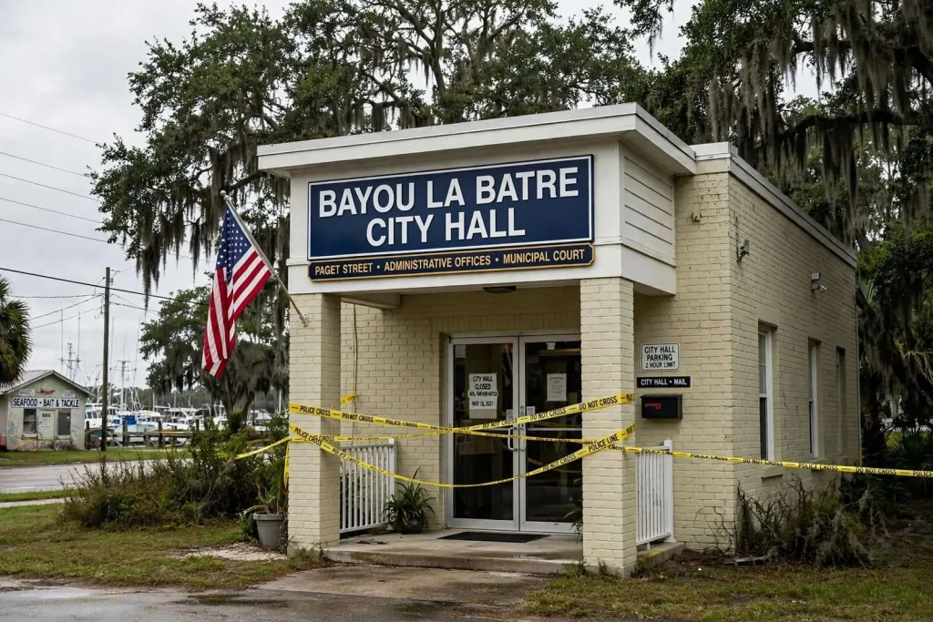 Illustration for the news story: Bayou La Batre Mayor’s Wife, City Magistrate, Stabbed Inside Her City Hall Office