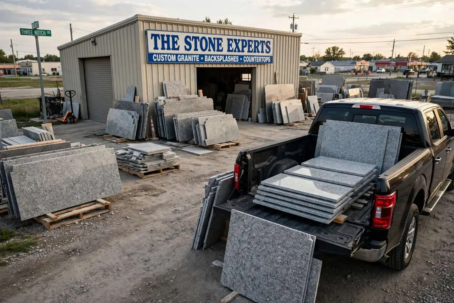 Illustration for the news story: Caught on Camera: Man Loads Stolen Granite Into Truck at Theodore Business in Daylight