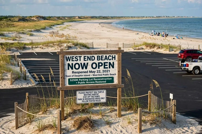 Illustration for the news story: Dauphin Island’s West End Beach Reopens Months After Hurricane Sally Wrecked It