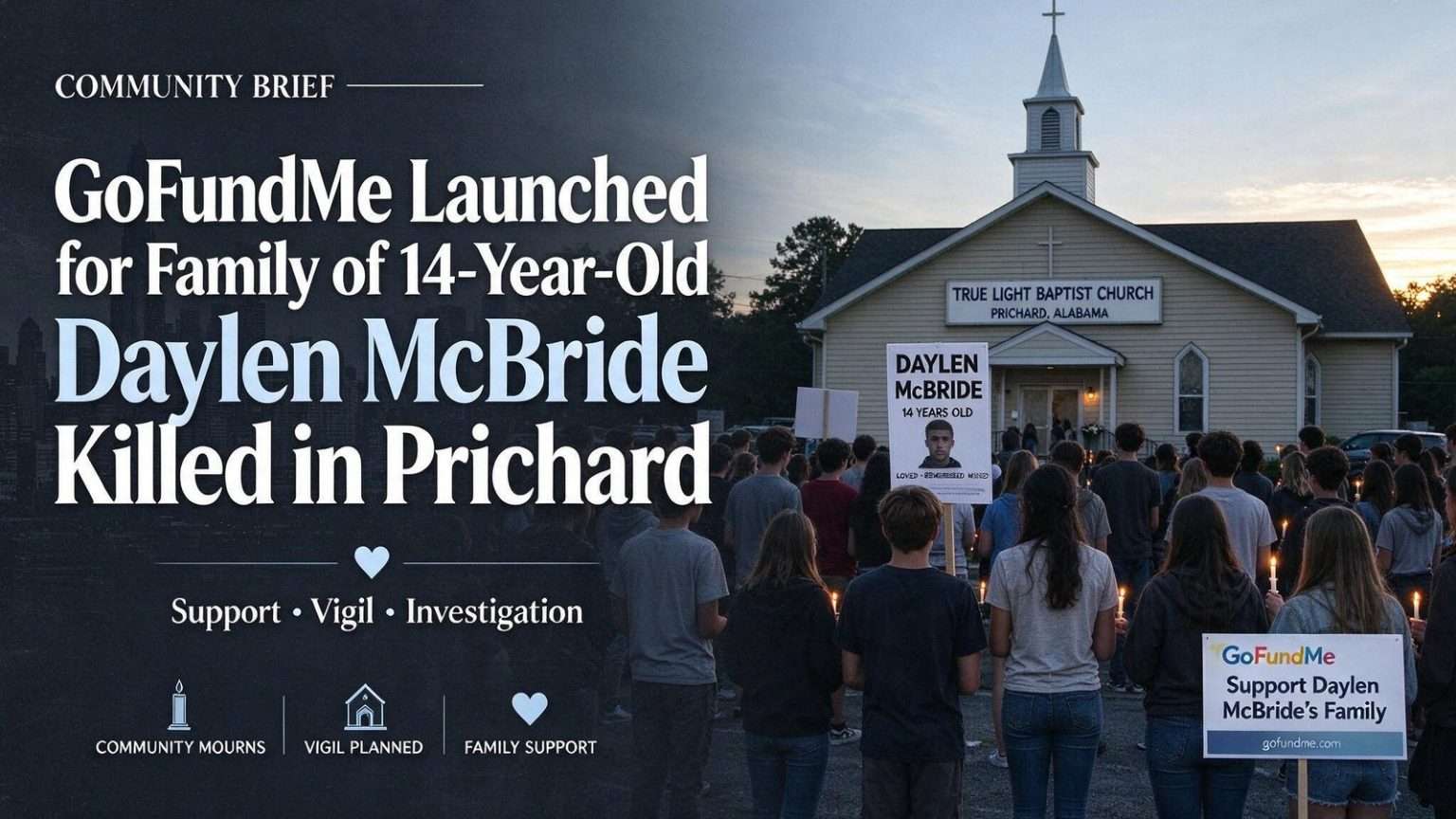 Illustration for the news story: GoFundMe Launched for Family of 14-Year-Old Daylen McBride Killed in Prichard
