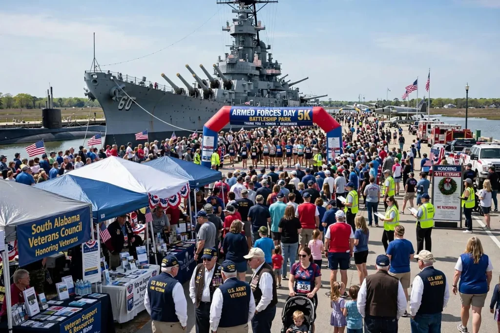 Illustration for the news story: Hundreds Turn Out for Armed Forces Day Celebration at Battleship Park