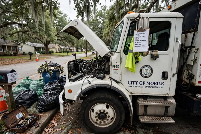 Illustration for the news story: Microchip Shortage Leaves Mobile’s Curbside Trash Pickup Running Behind