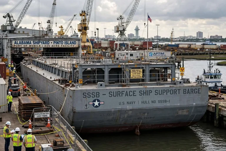 Illustration for the news story: $129 Million Navy Barge Disposal Project Lands at Port of Mobile, Fueling Regional Shipbuilding Boom