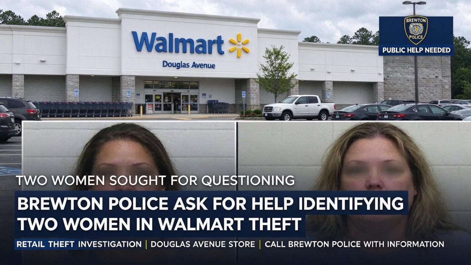 Illustration for the news story: Brewton police ask for help identifying two women in Walmart theft