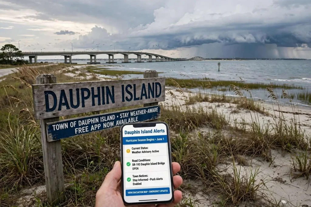 Illustration for the news story: Dauphin Island Launches Free App, Urges Residents and Visitors to Stay Weather-Aware as Season Opens