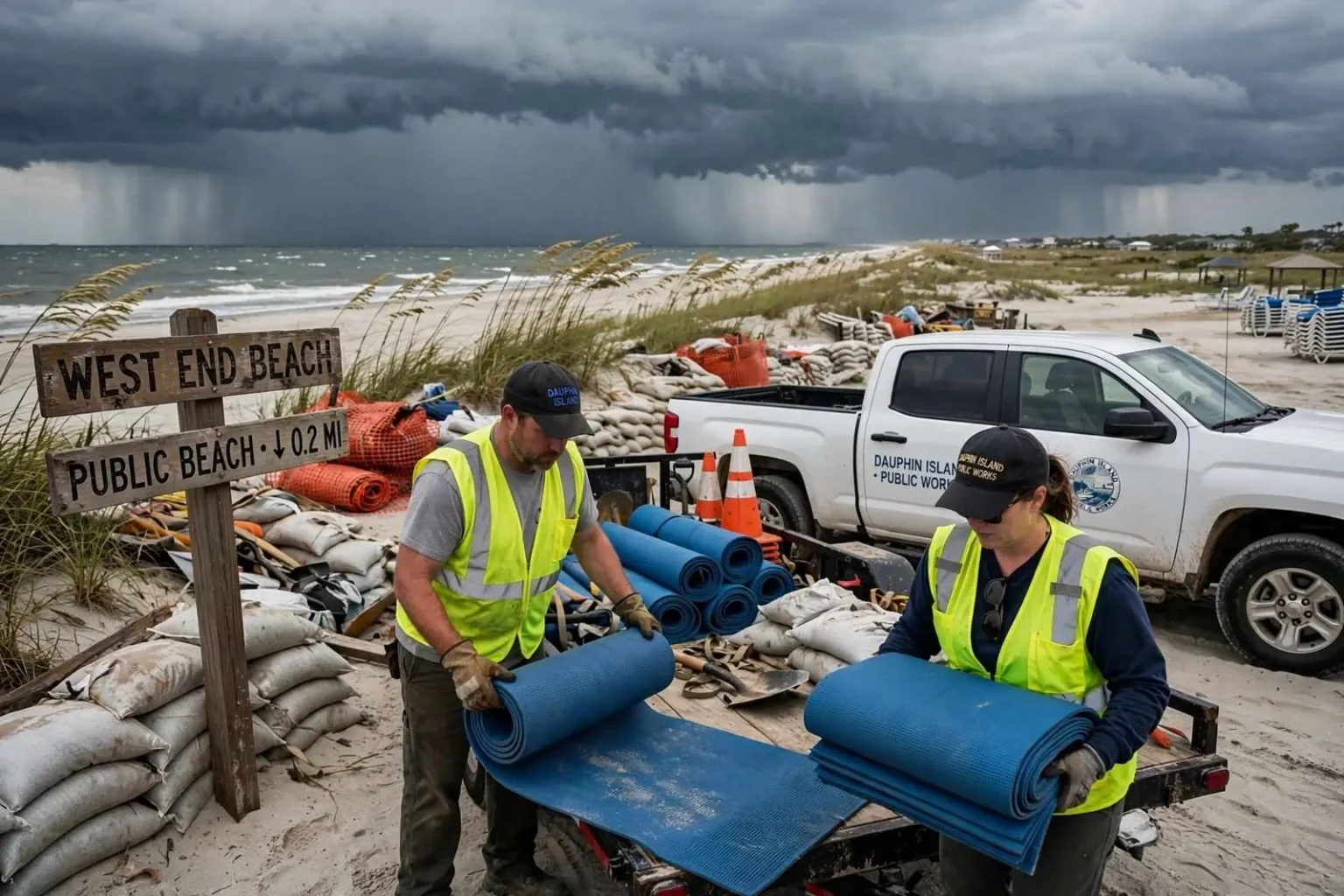 Illustration for the news story: Dauphin Island Preps Again as New Disturbance Brews in the Gulf