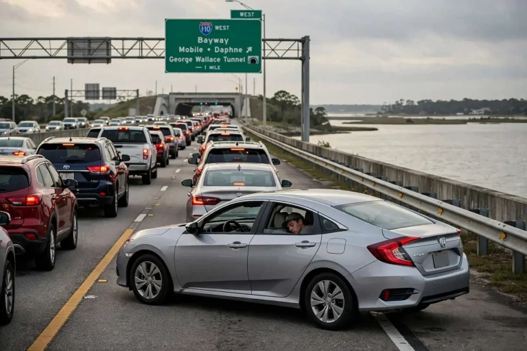 Illustration for the news story: Driver Found Asleep on I-10 Bayway in Mobile, Family Says He Is Okay