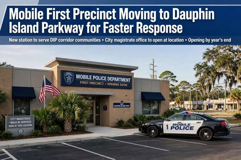 Illustration for the news story: Mobile First Precinct Moving to Dauphin Island Parkway for Faster Response