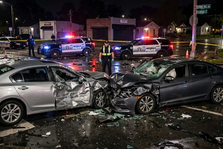 Illustration for the news story: 27-Year-Old Charged After Police Chase Down Spring Hill Avenue Ended in a Crash, Mobile Police Say